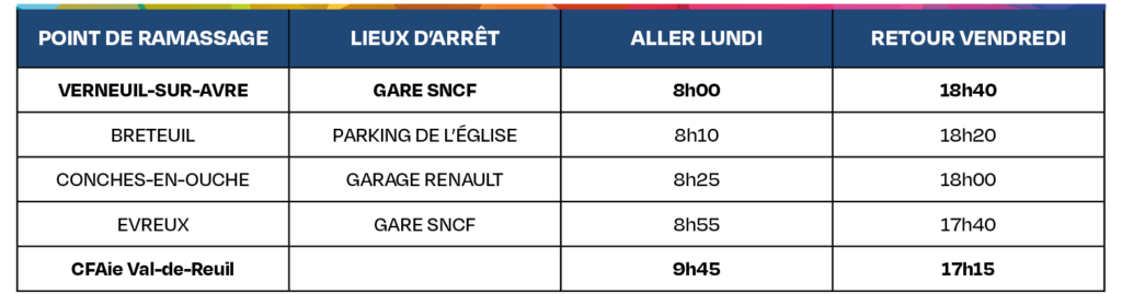 CFAie Tableau horaires transports 2025-2026 - Ligne 2 Verneuil-sur-Avre