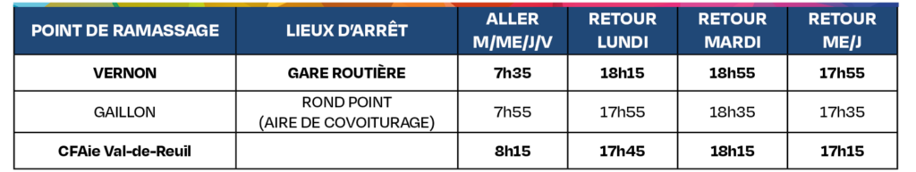 CFAie Tableau horaires transports 2025-2026 - Ligne 7 Vernon - Gaillon